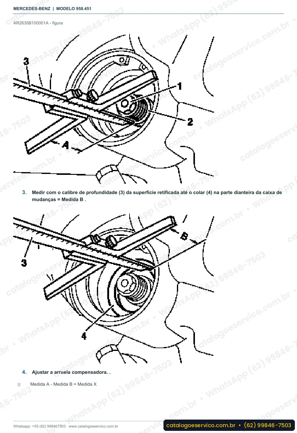 Página de procedimento do manual de oficina Mercedes-Benz Axor 2644 S