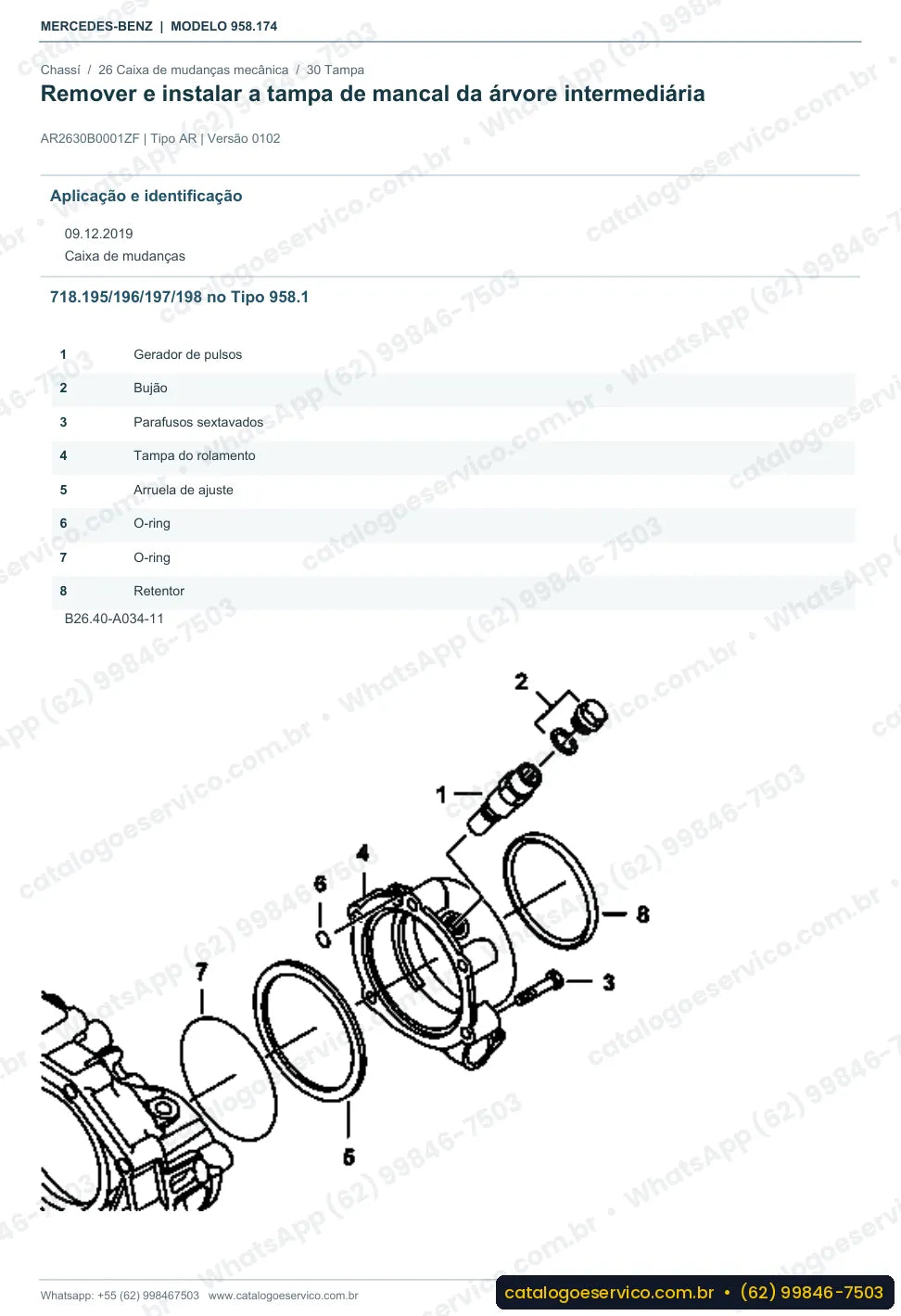Página de procedimento do manual de oficina Mercedes-Benz Axor 2729