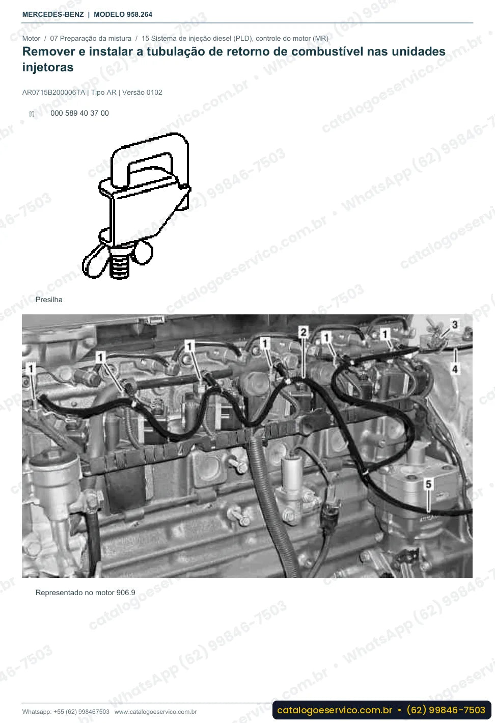 Página de procedimento do manual de oficina Mercedes-Benz Axor 2826