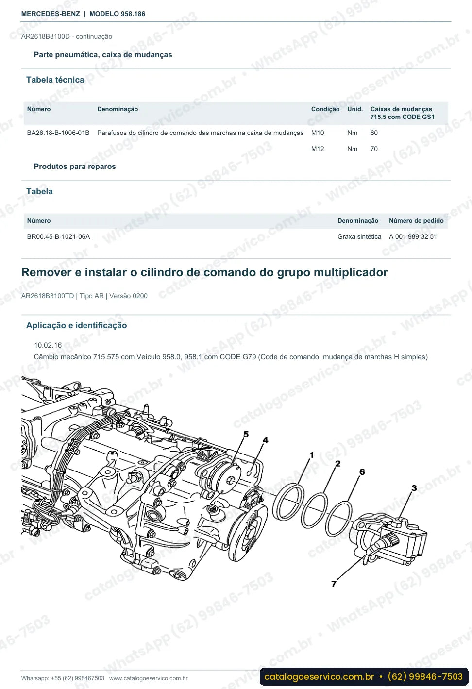 Página de procedimento do manual de oficina Mercedes-Benz Axor 3030