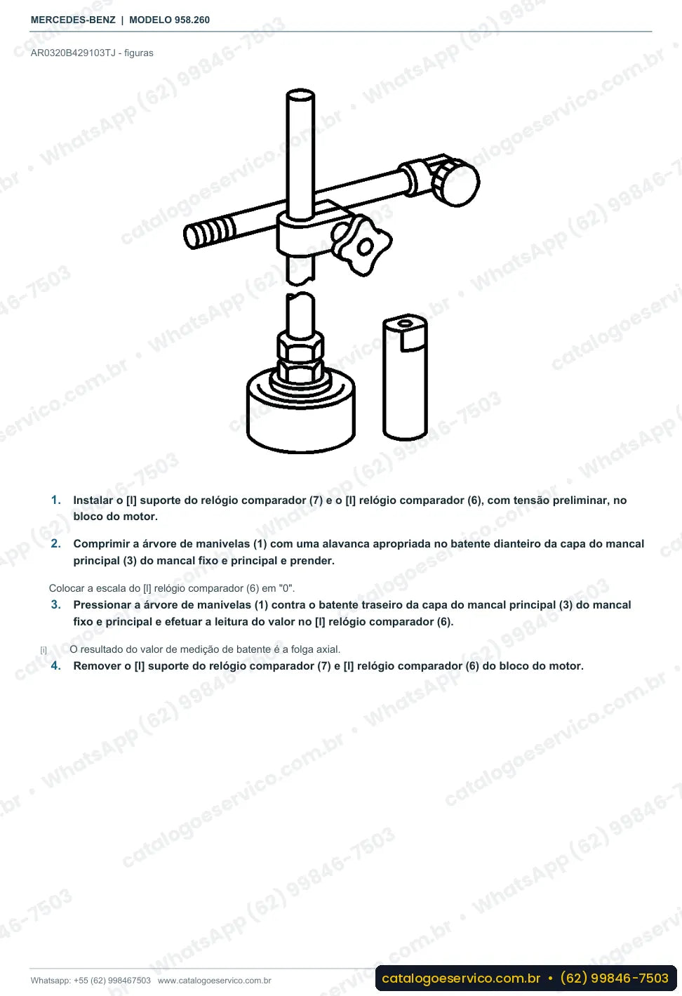 Página de procedimento do manual de oficina Mercedes-Benz Axor 3131 B
