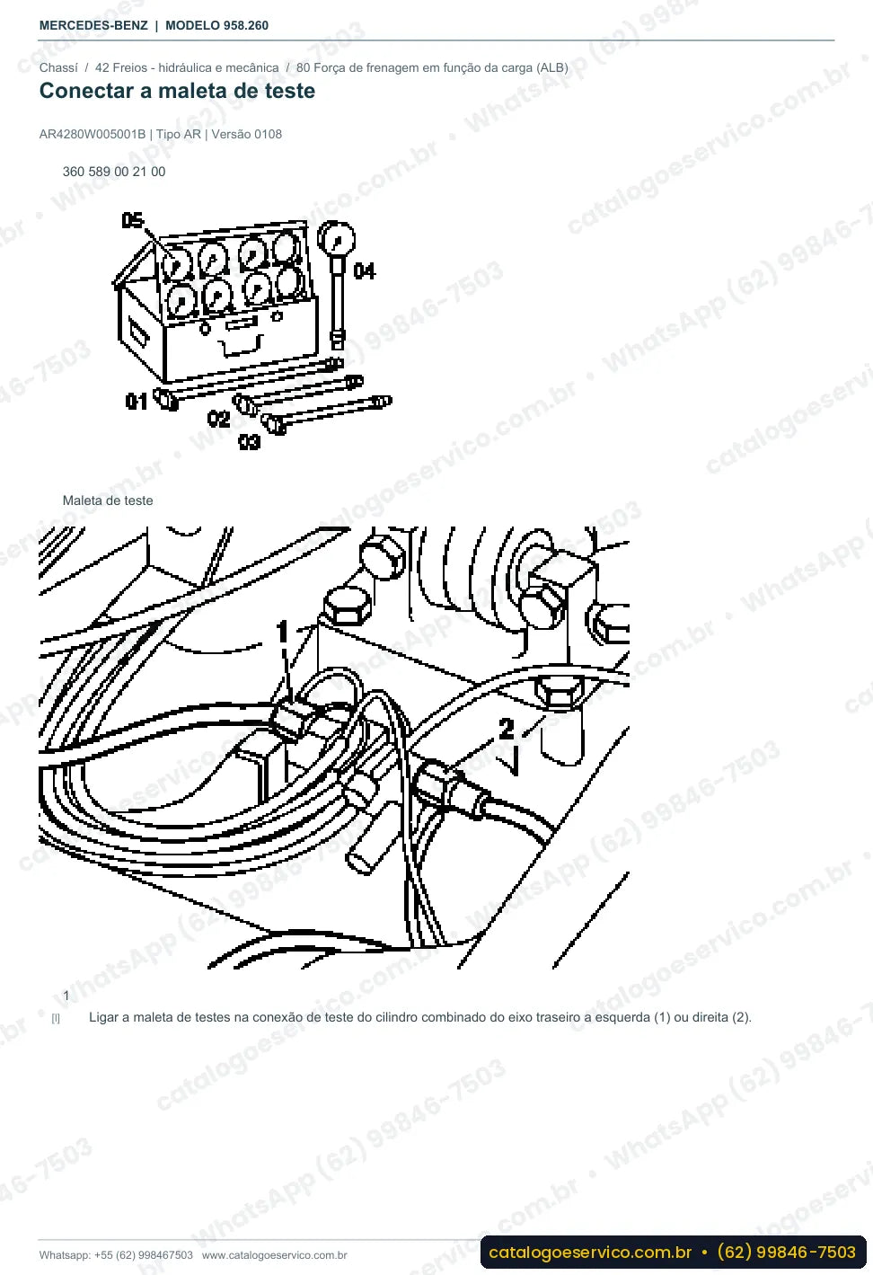 Página de procedimento do manual de oficina Mercedes-Benz Axor 3131 B