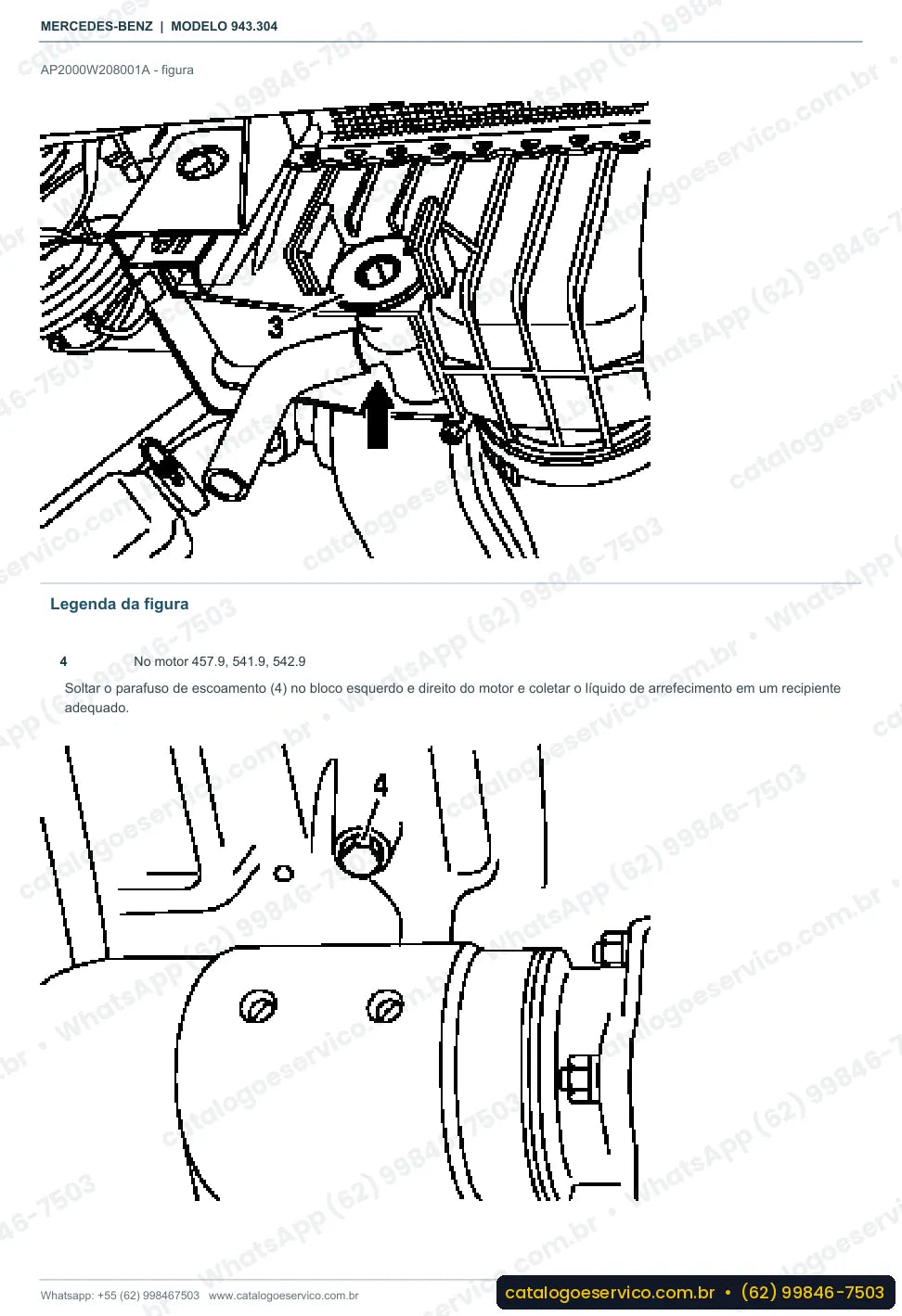 Página de procedimento do manual de oficina Mercedes-Benz Axor 3235 B