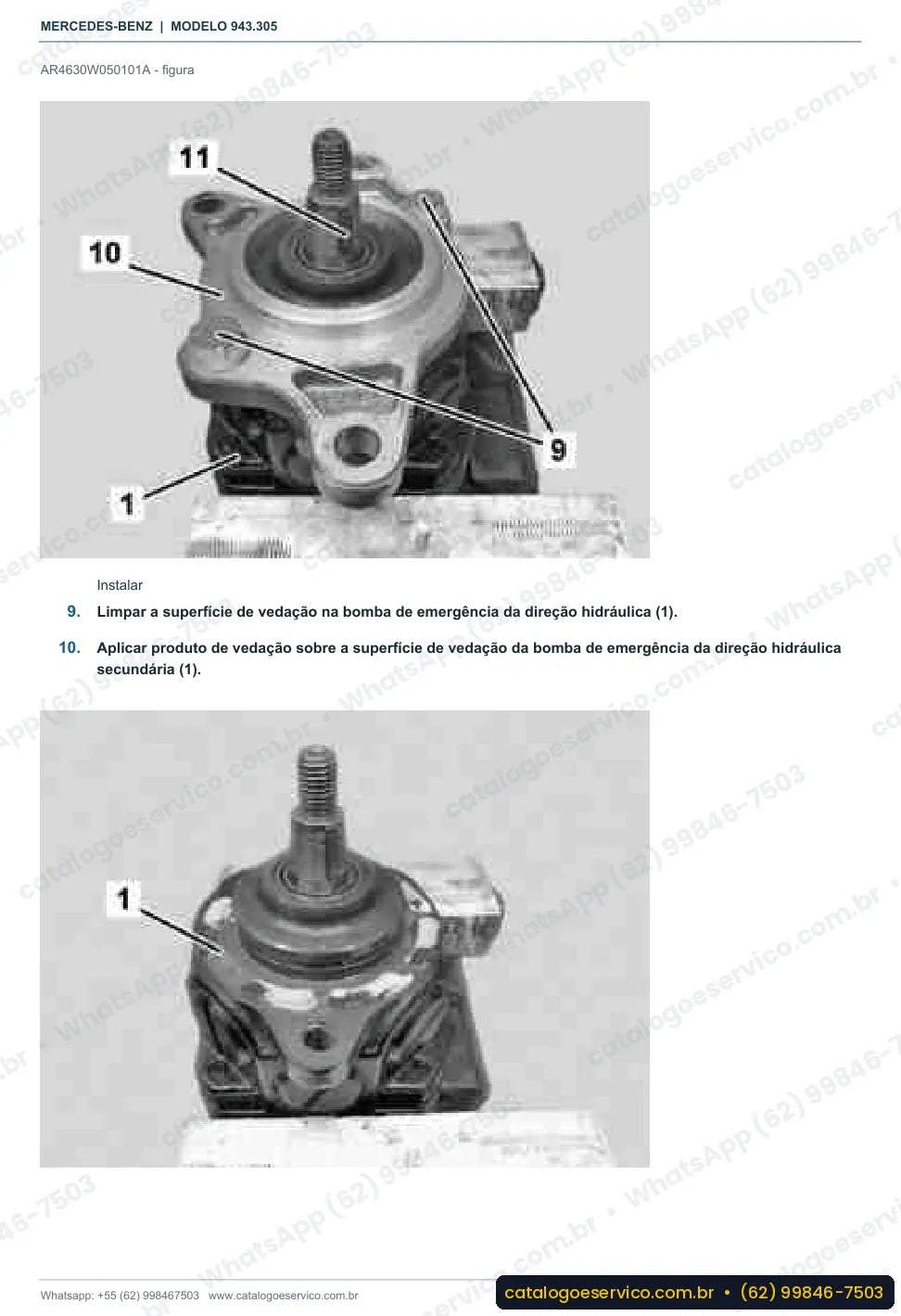 Página de procedimento do manual de oficina Mercedes-Benz Axor 3235 B