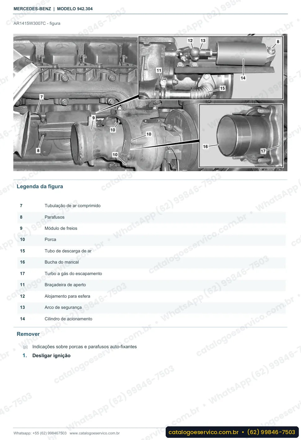 Página de procedimento do manual de oficina Mercedes-Benz Axor 3235 K