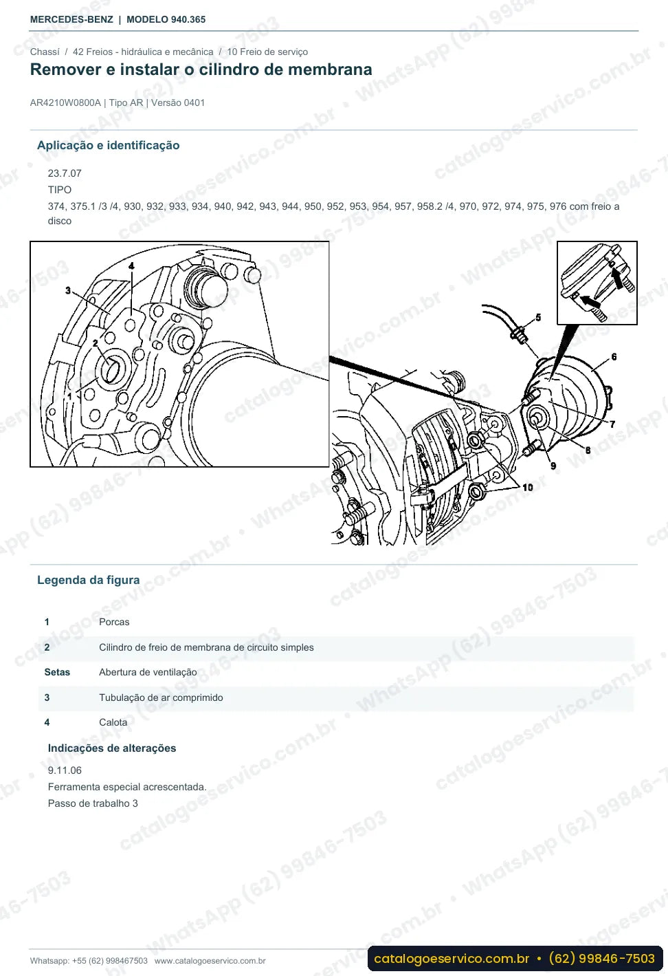Página de procedimento do manual de oficina Mercedes-Benz Axor 3240