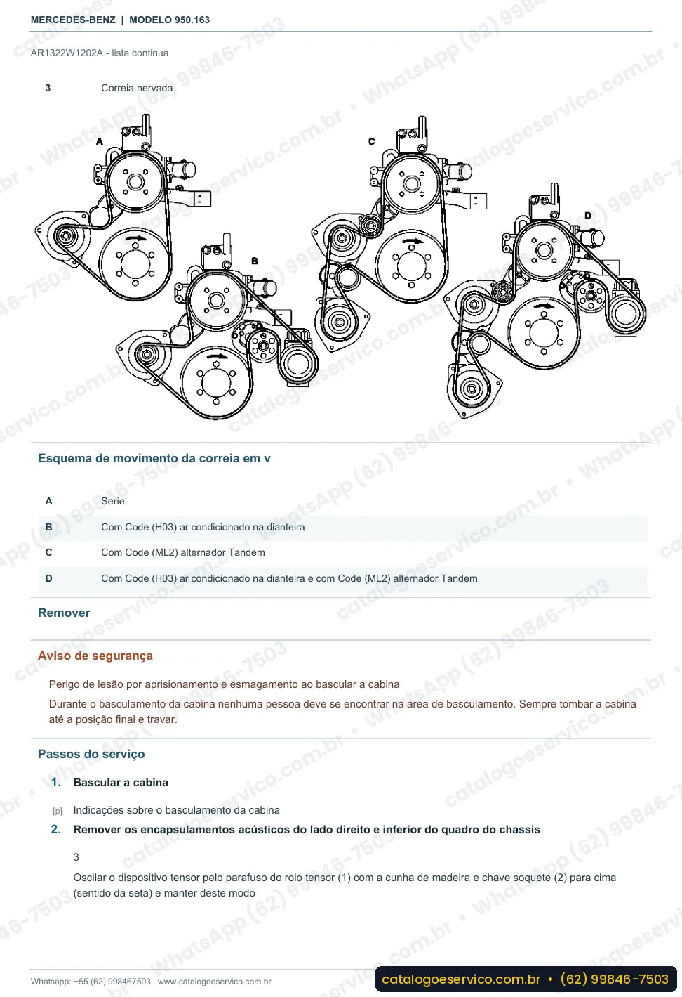 Página de procedimento do manual de oficina Mercedes-Benz Axor 3331 6x4