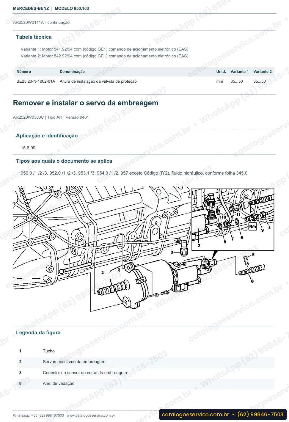 Página de procedimento do manual de oficina Mercedes-Benz Axor 3331 6x4