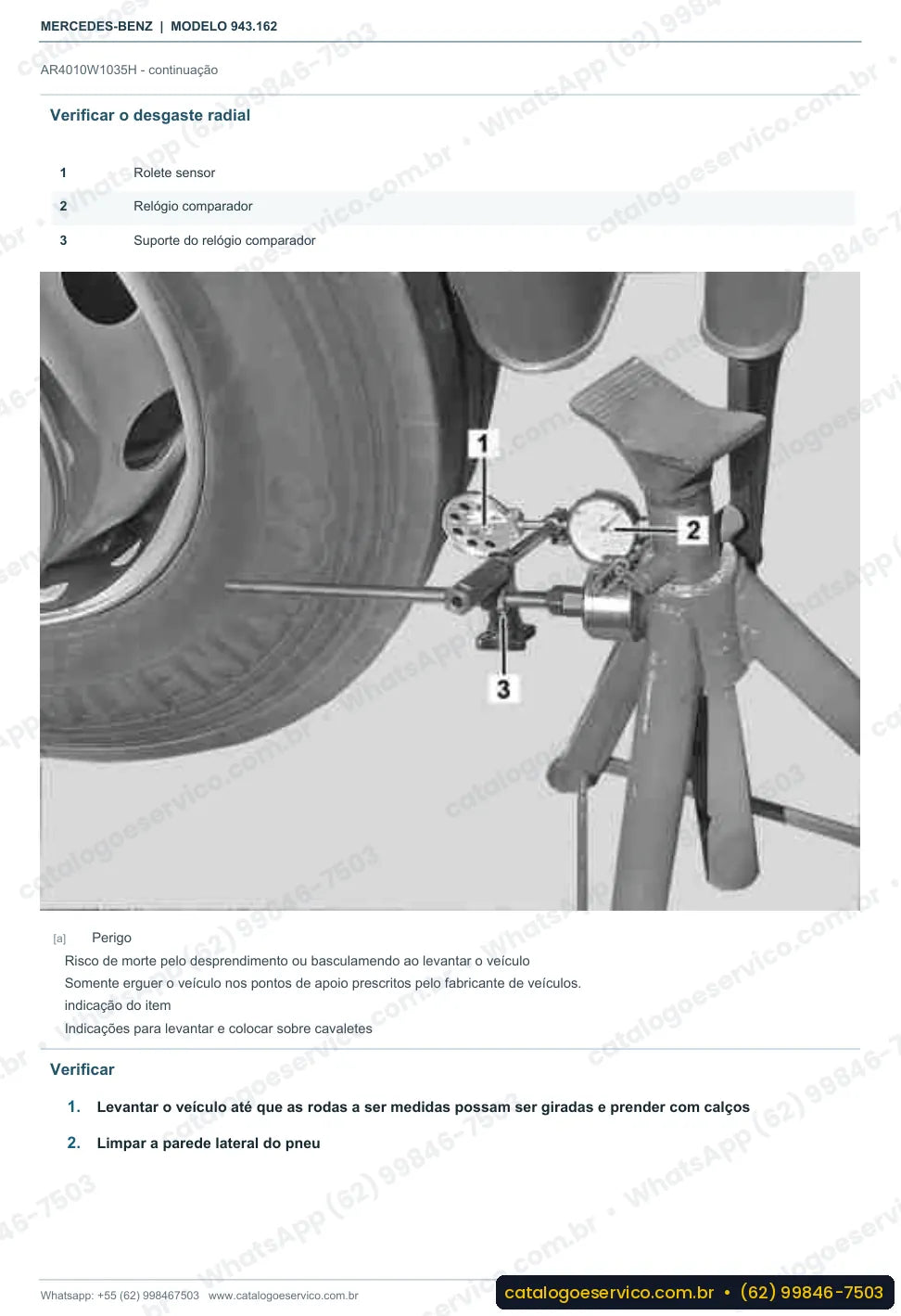 Página de procedimento do manual de oficina Mercedes-Benz Axor 3335 B