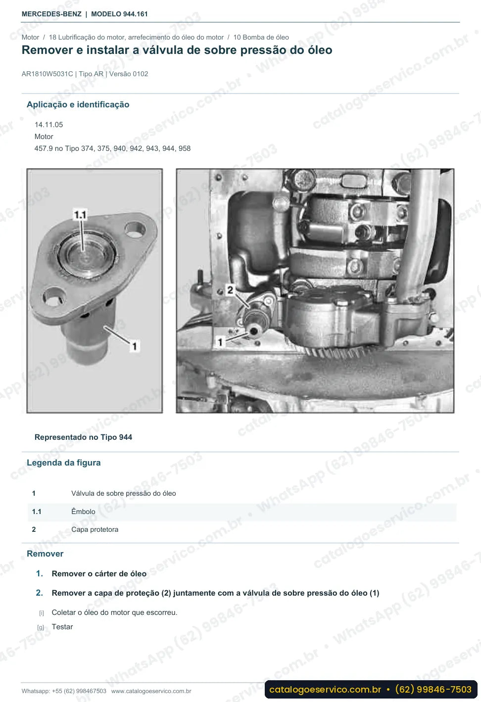 Página de procedimento do manual de oficina Mercedes-Benz Axor 3335 S