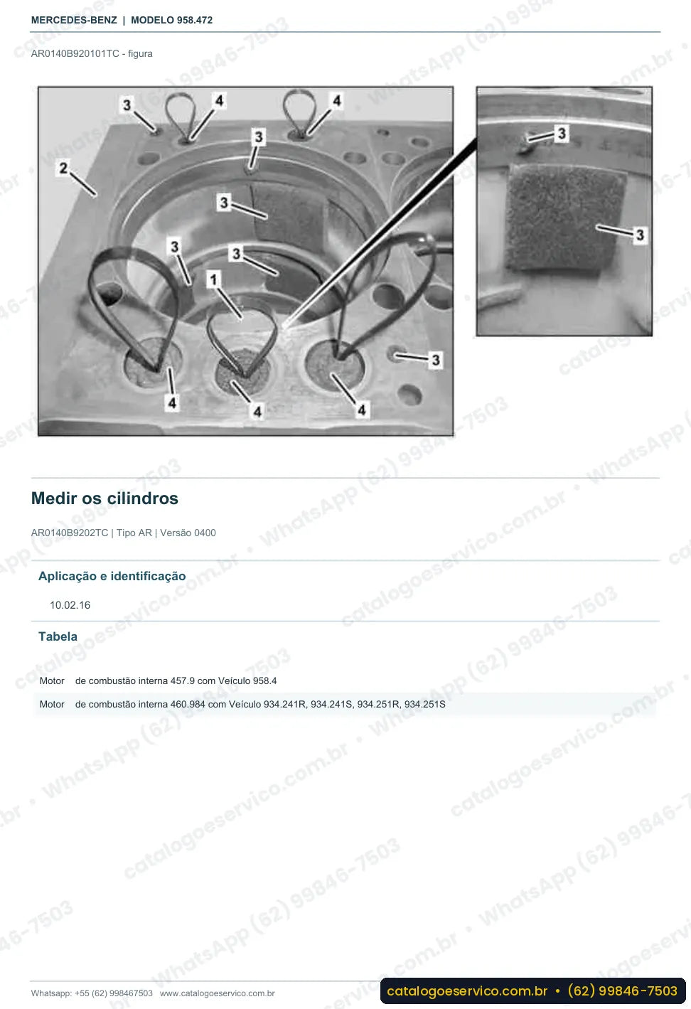Página de procedimento do manual de oficina Mercedes-Benz Axor 3341 K