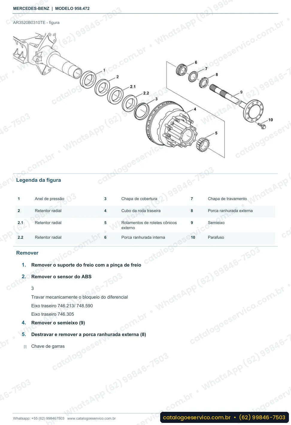 Página de procedimento do manual de oficina Mercedes-Benz Axor 3341 K