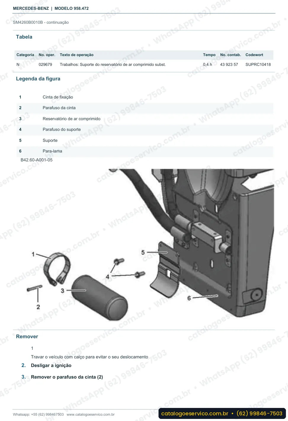Página de procedimento do manual de oficina Mercedes-Benz Axor 3344 K