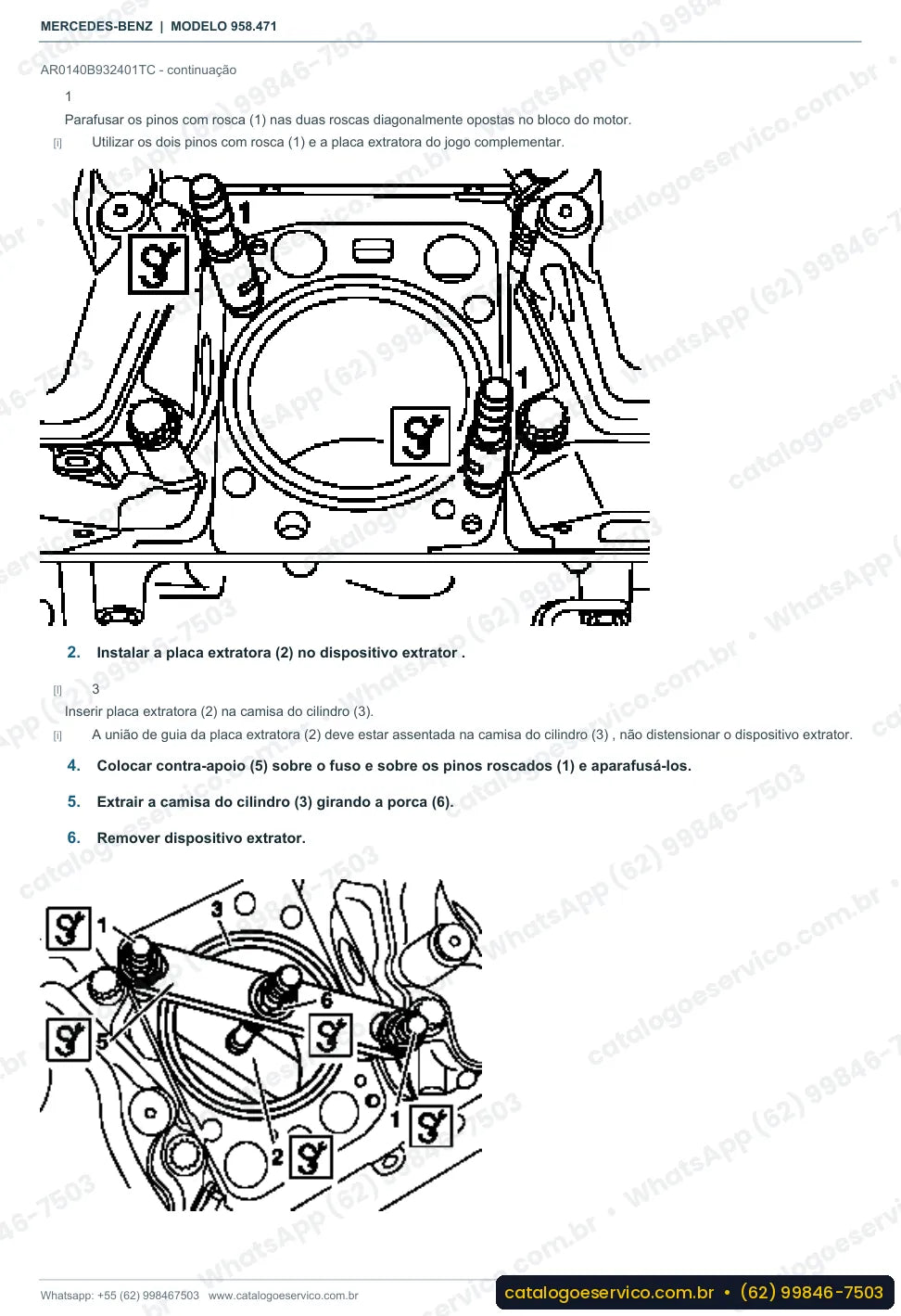 Página de procedimento do manual de oficina Mercedes-Benz Axor 3344 S