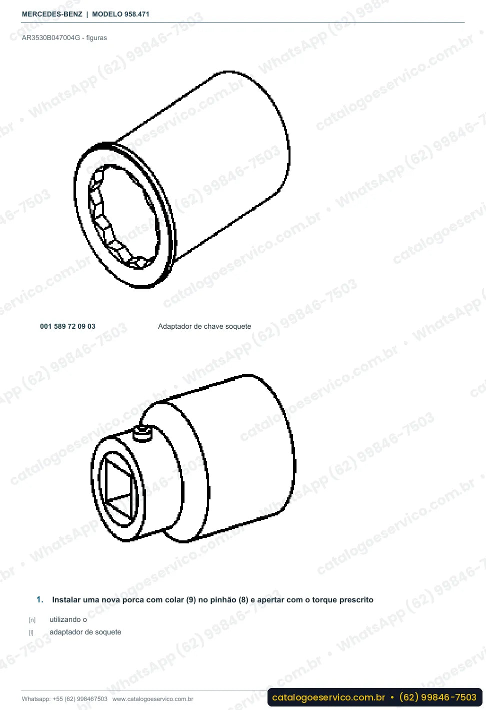 Página de procedimento do manual de oficina Mercedes-Benz Axor 3344 S