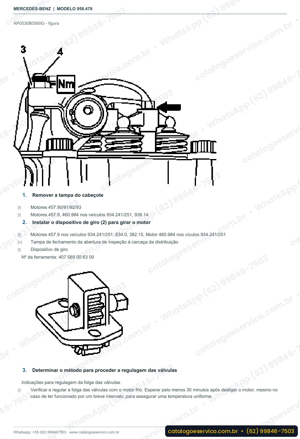 Página de procedimento do manual de oficina Mercedes-Benz Axor 3344