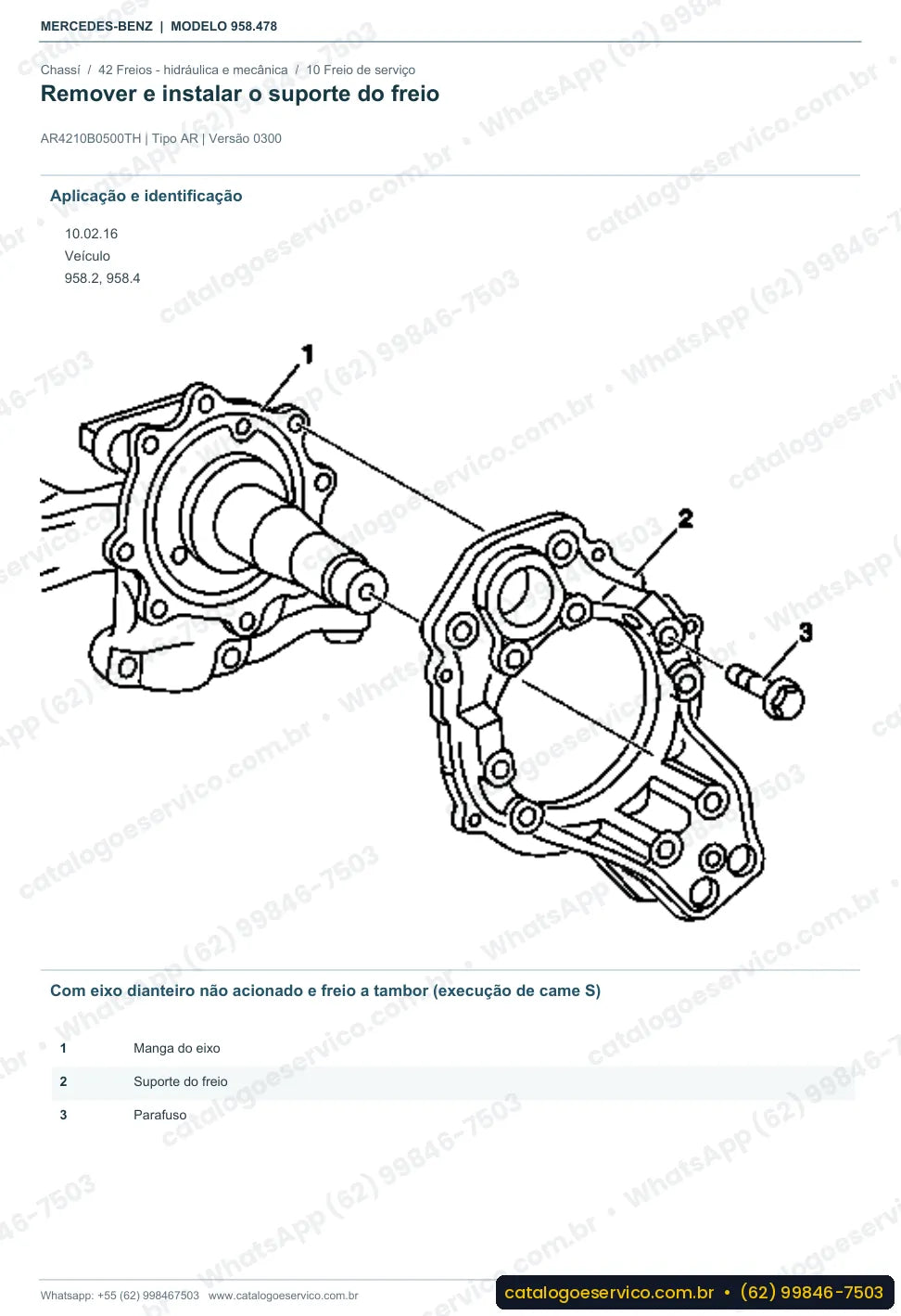 Página de procedimento do manual de oficina Mercedes-Benz Axor 3344