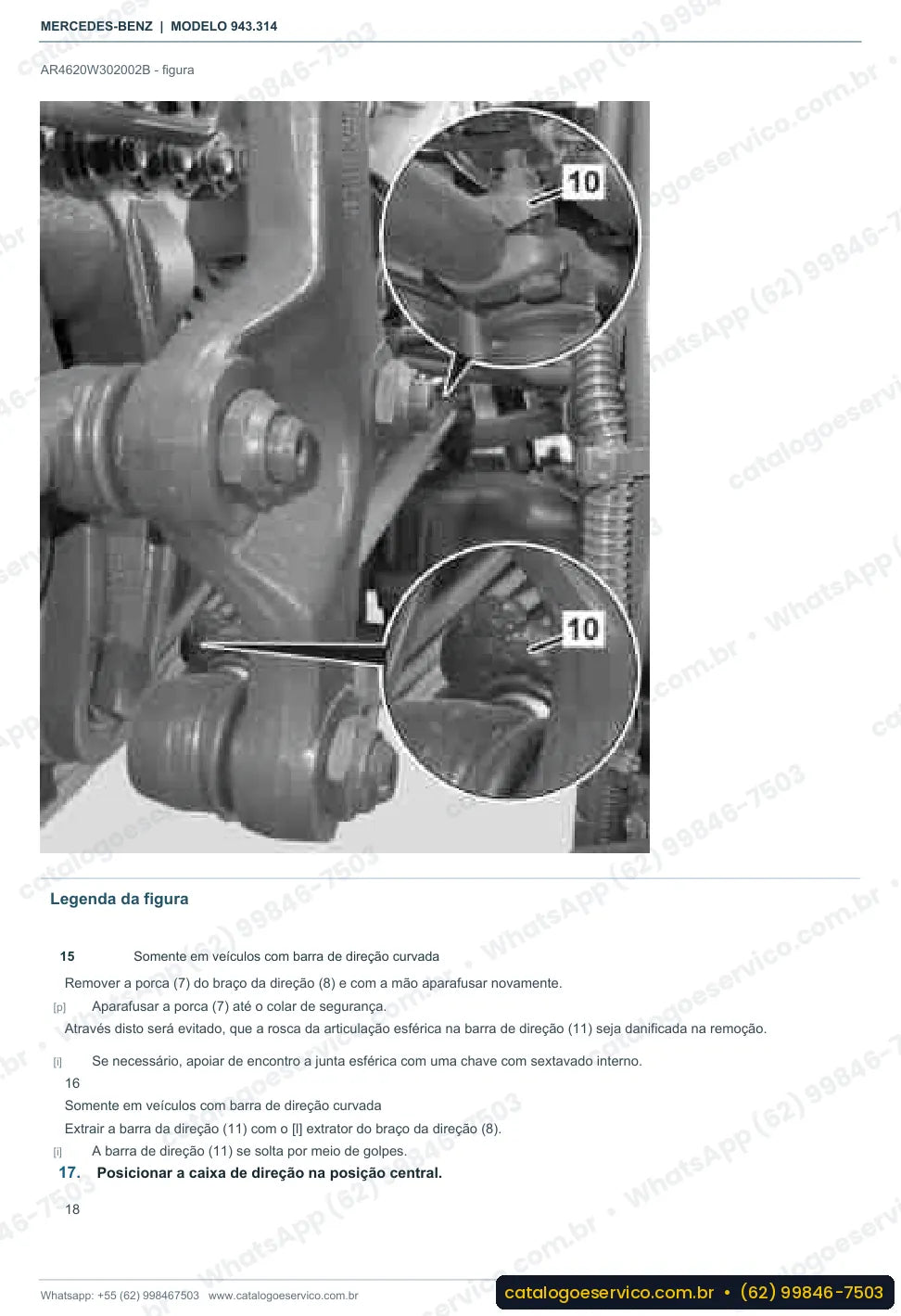 Página de procedimento do manual de oficina Mercedes-Benz Axor 4135 B