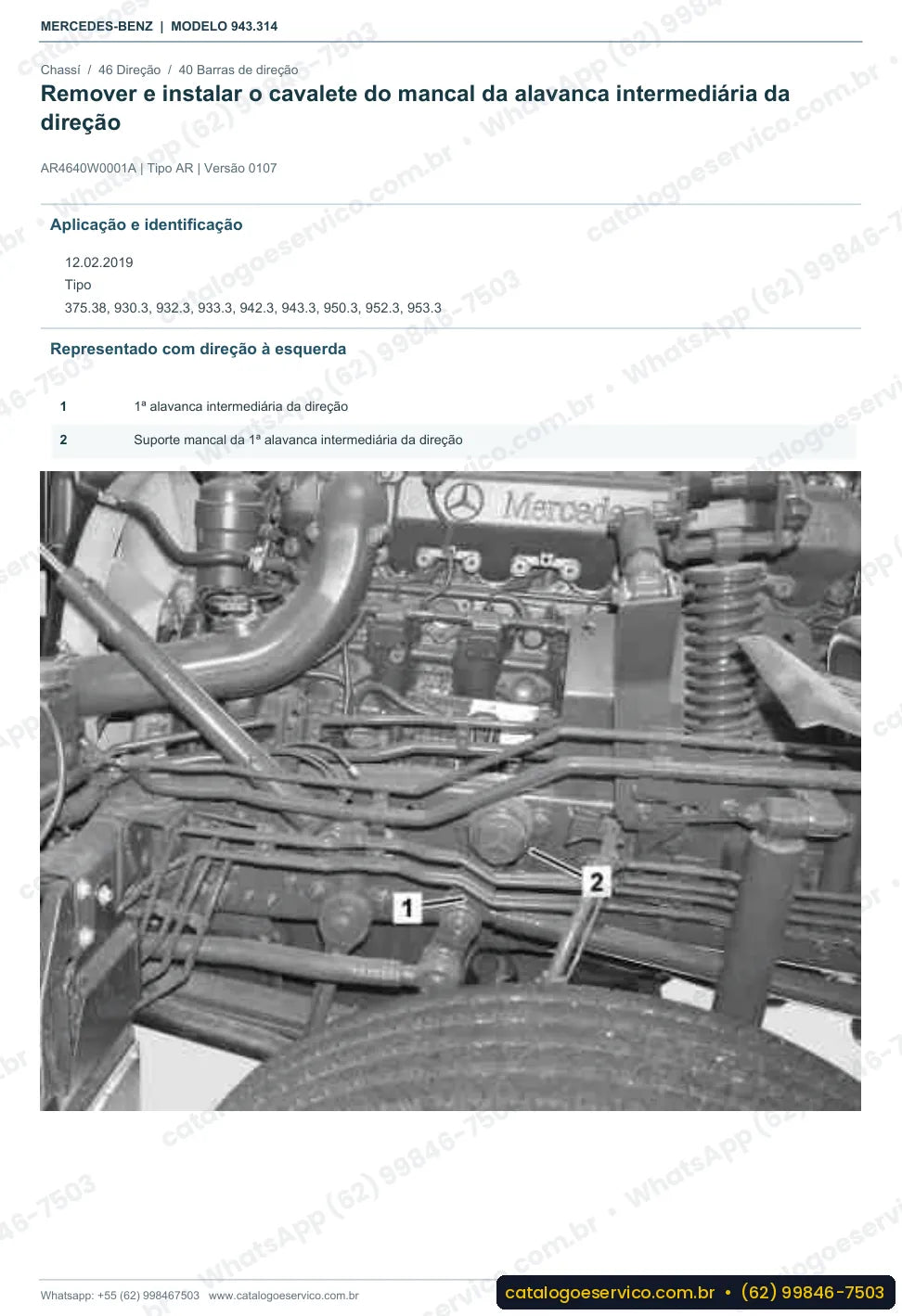 Página de procedimento do manual de oficina Mercedes-Benz Axor 4136 B