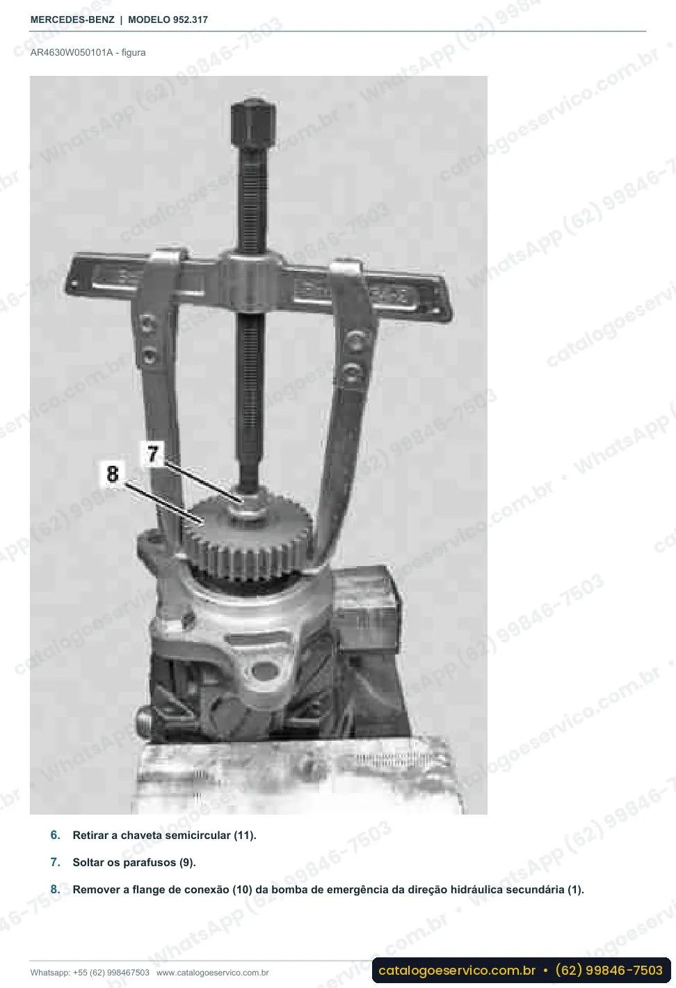 Página de procedimento do manual de oficina Mercedes-Benz Axor 4140 8x4