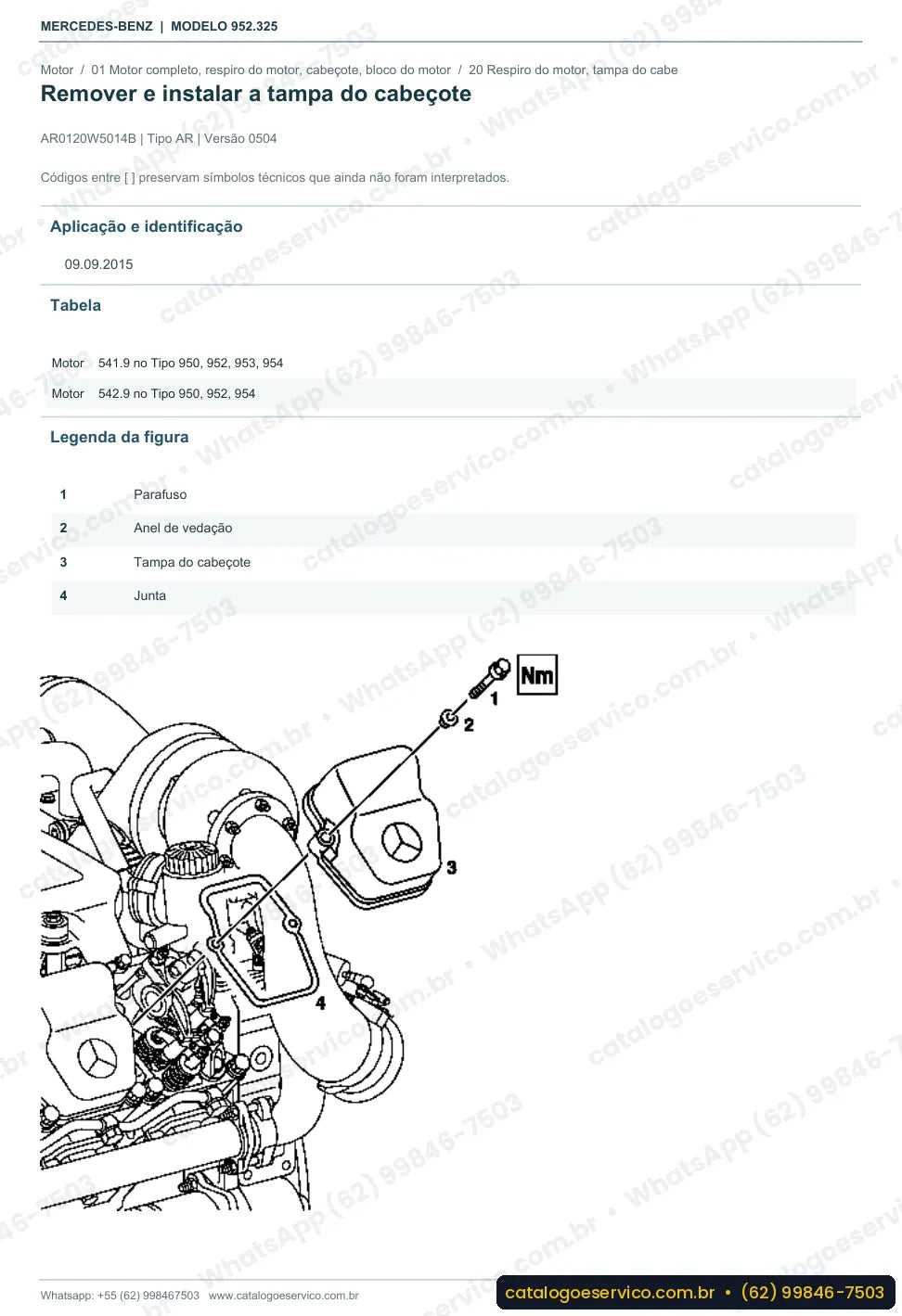Página de procedimento do manual de oficina Mercedes-Benz Axor 4140 8x6