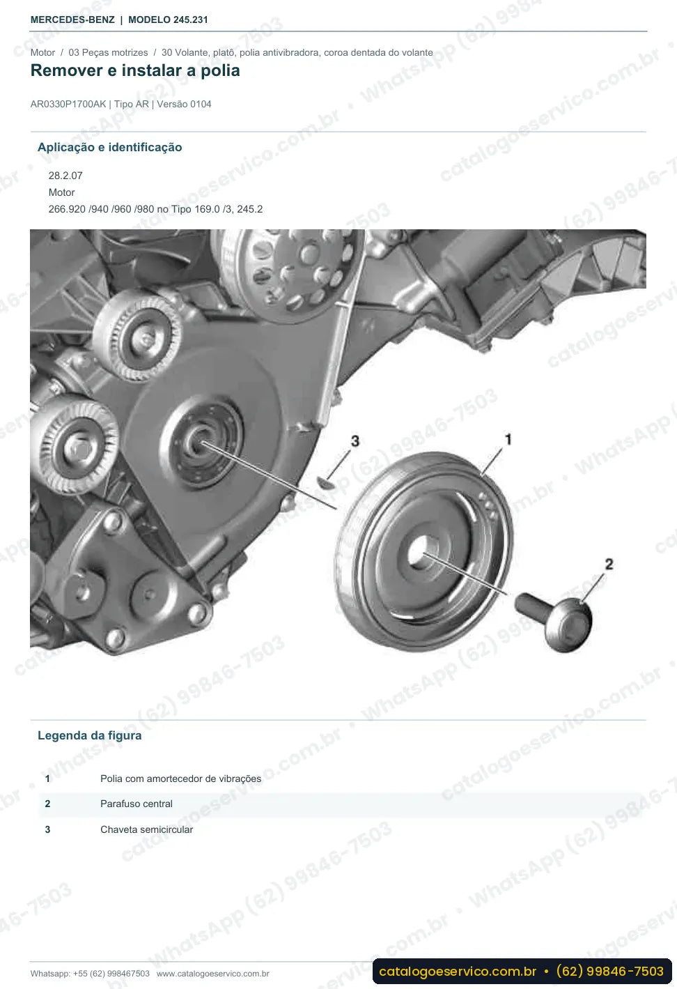 Página de procedimento do manual de oficina Mercedes-Benz B 150 / B 160 (W245)