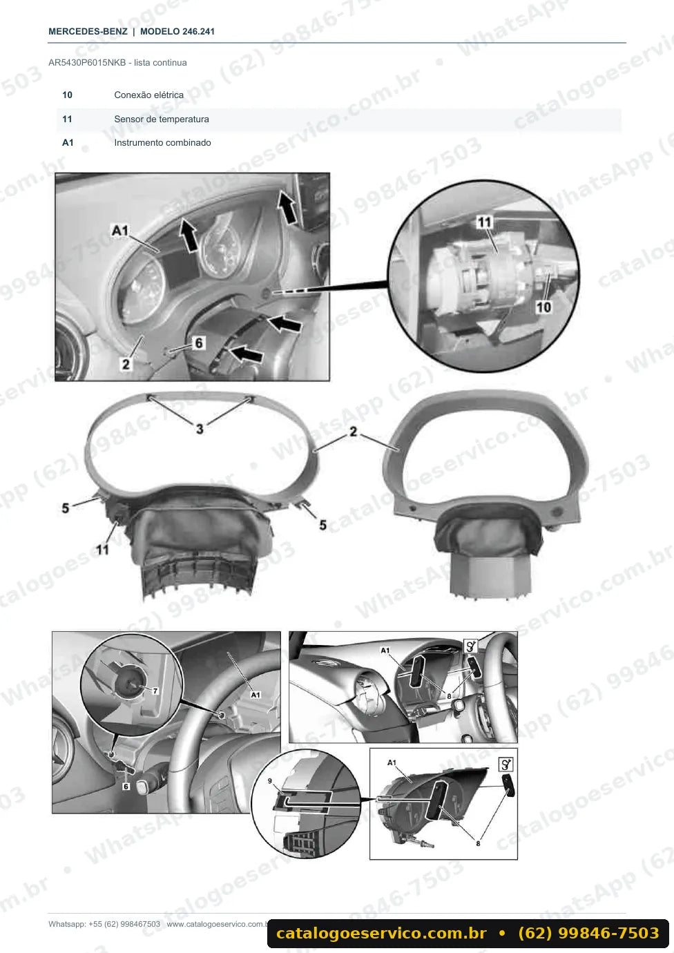 Página de procedimento do manual de oficina Mercedes-Benz B 160 (W246)