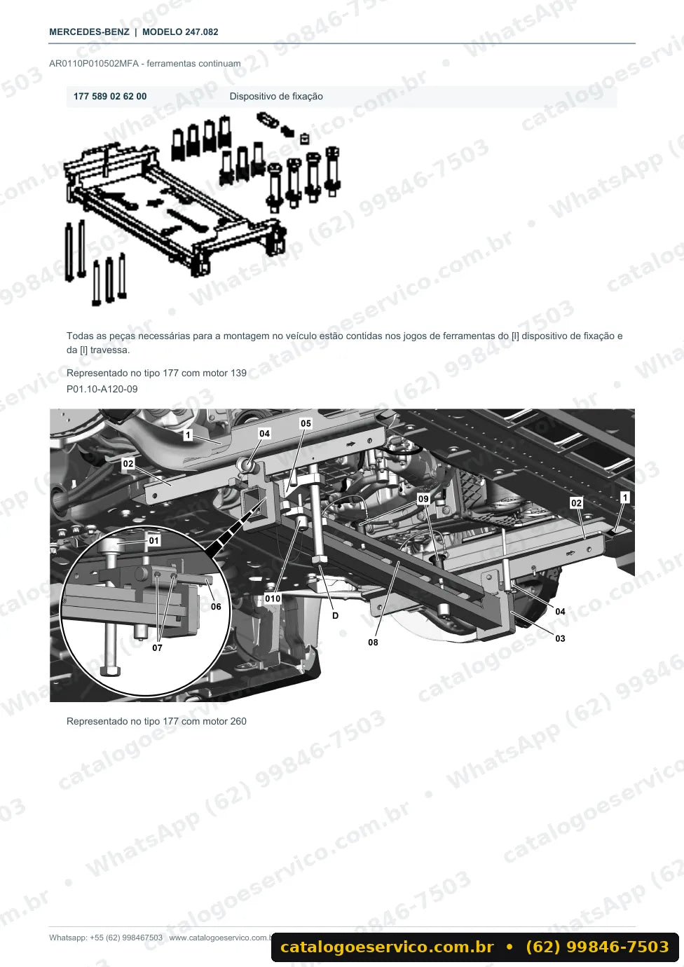 Página de procedimento do manual de oficina Mercedes-Benz B 160 (W247)