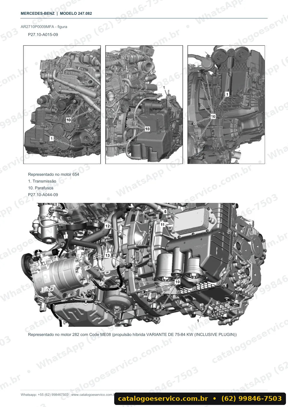 Página de procedimento do manual de oficina Mercedes-Benz B 160 (W247)