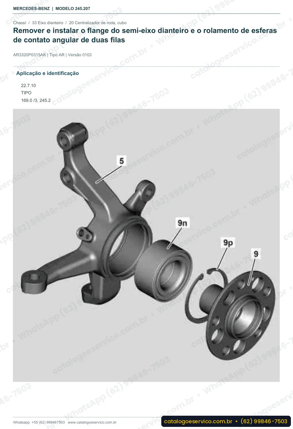 Página de procedimento do manual de oficina Mercedes-Benz B 180 CDI (W245)