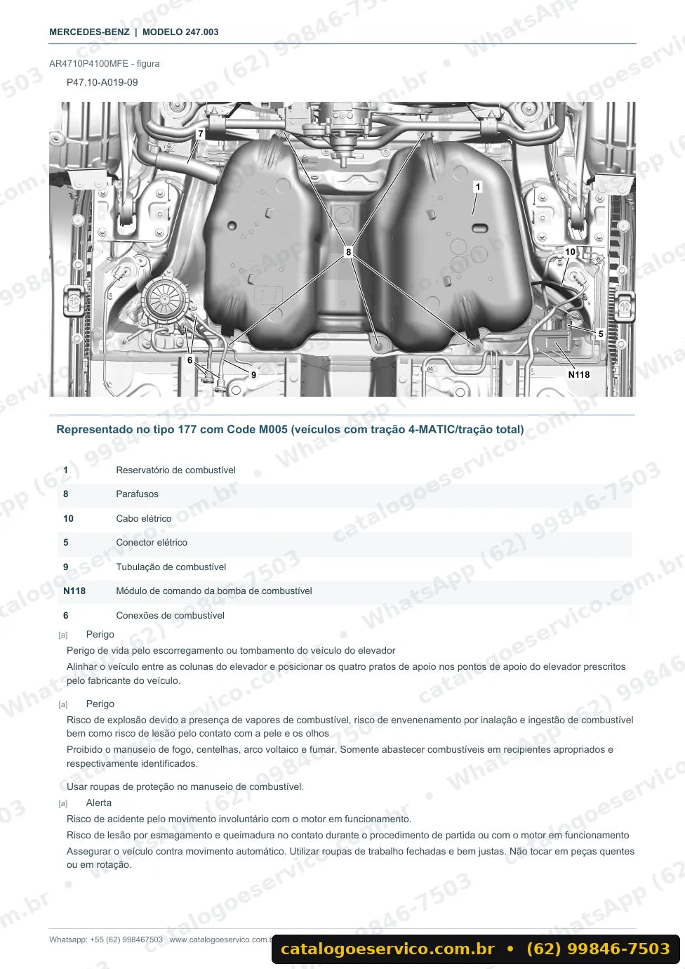 Página de procedimento do manual de oficina Mercedes-Benz B 180 (W247)
