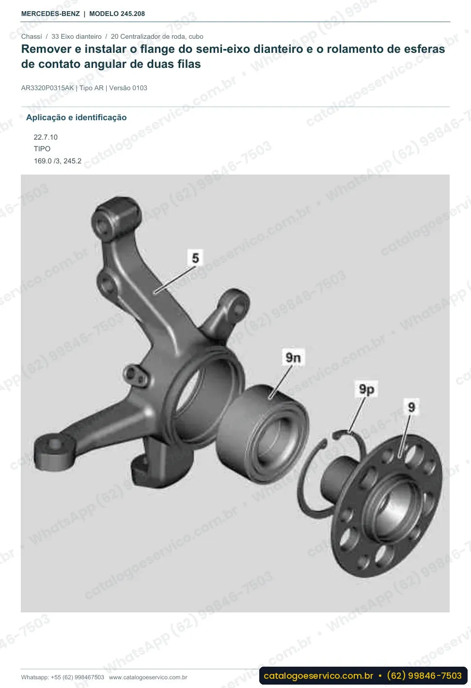Página de procedimento do manual de oficina Mercedes-Benz B 200 (W245)