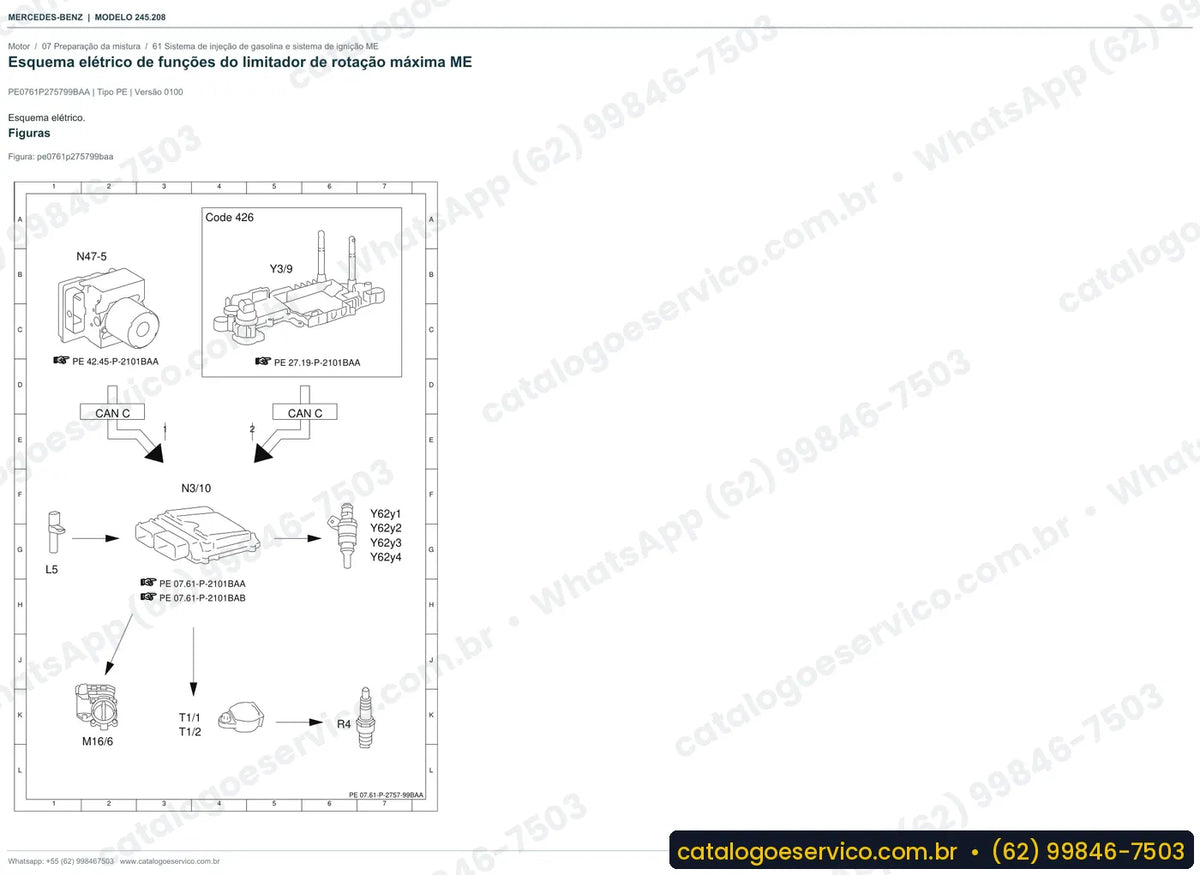 Página de esquema elétrico do manual Mercedes-Benz B 200 (W245)