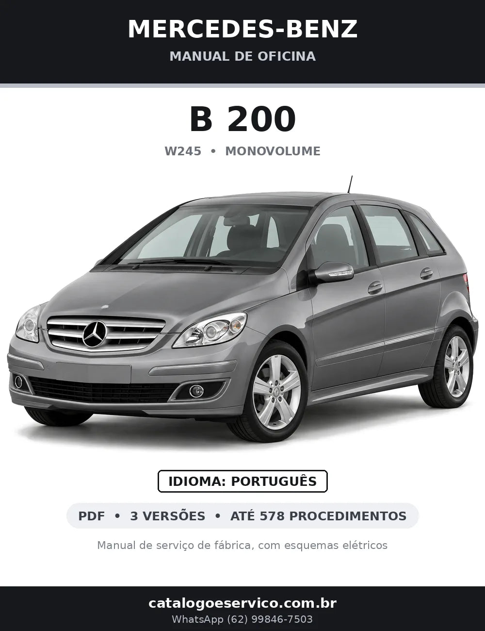 Capa do manual de oficina Mercedes-Benz B 200 (W245)