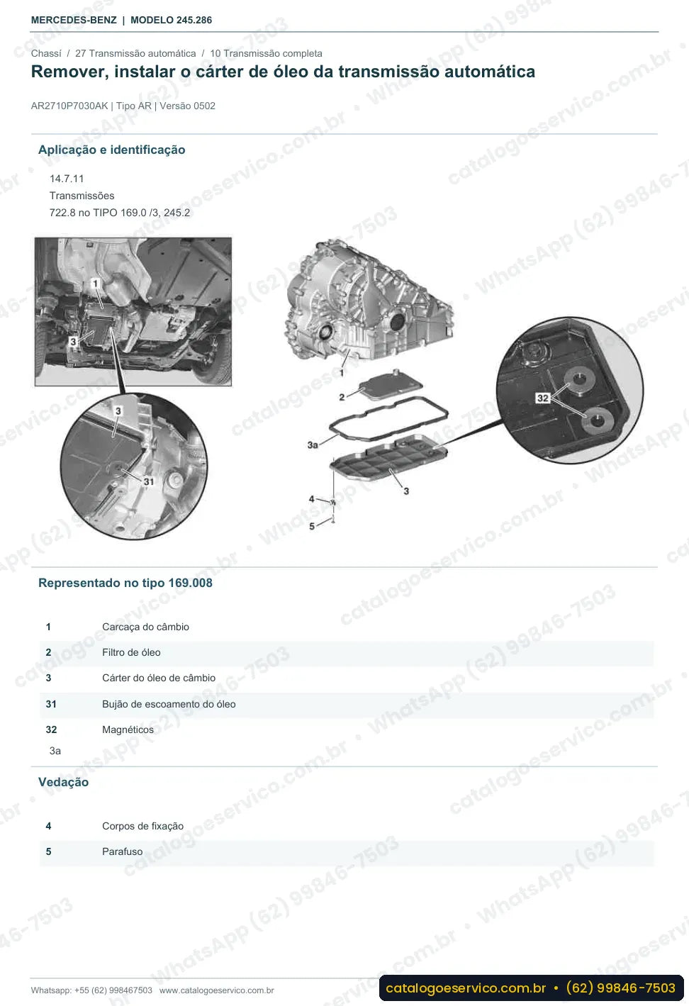 Página de procedimento do manual de oficina Mercedes-Benz B 220 F-CELL (W245)