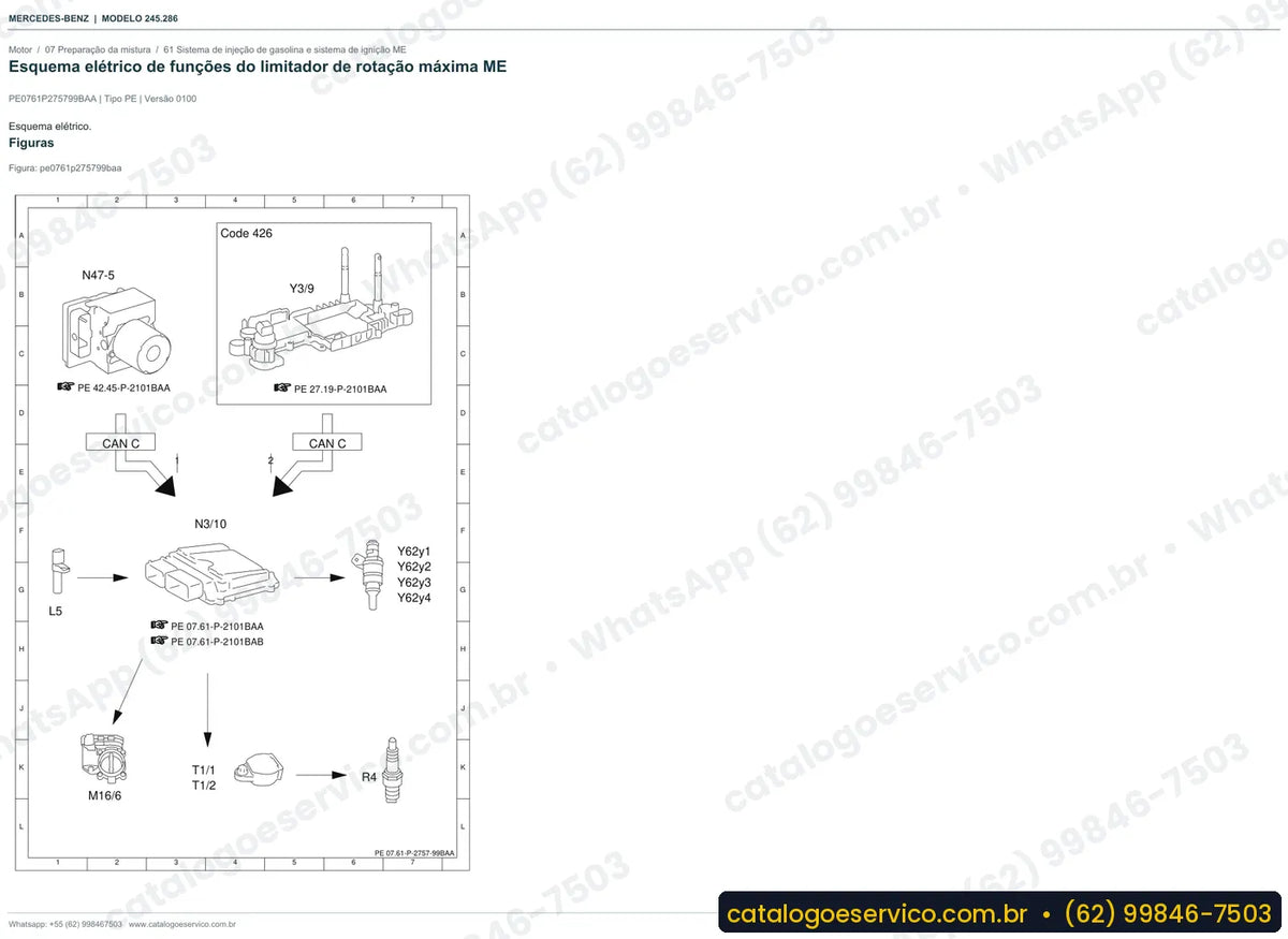 Página de esquema elétrico do manual Mercedes-Benz B 220 F-CELL (W245)