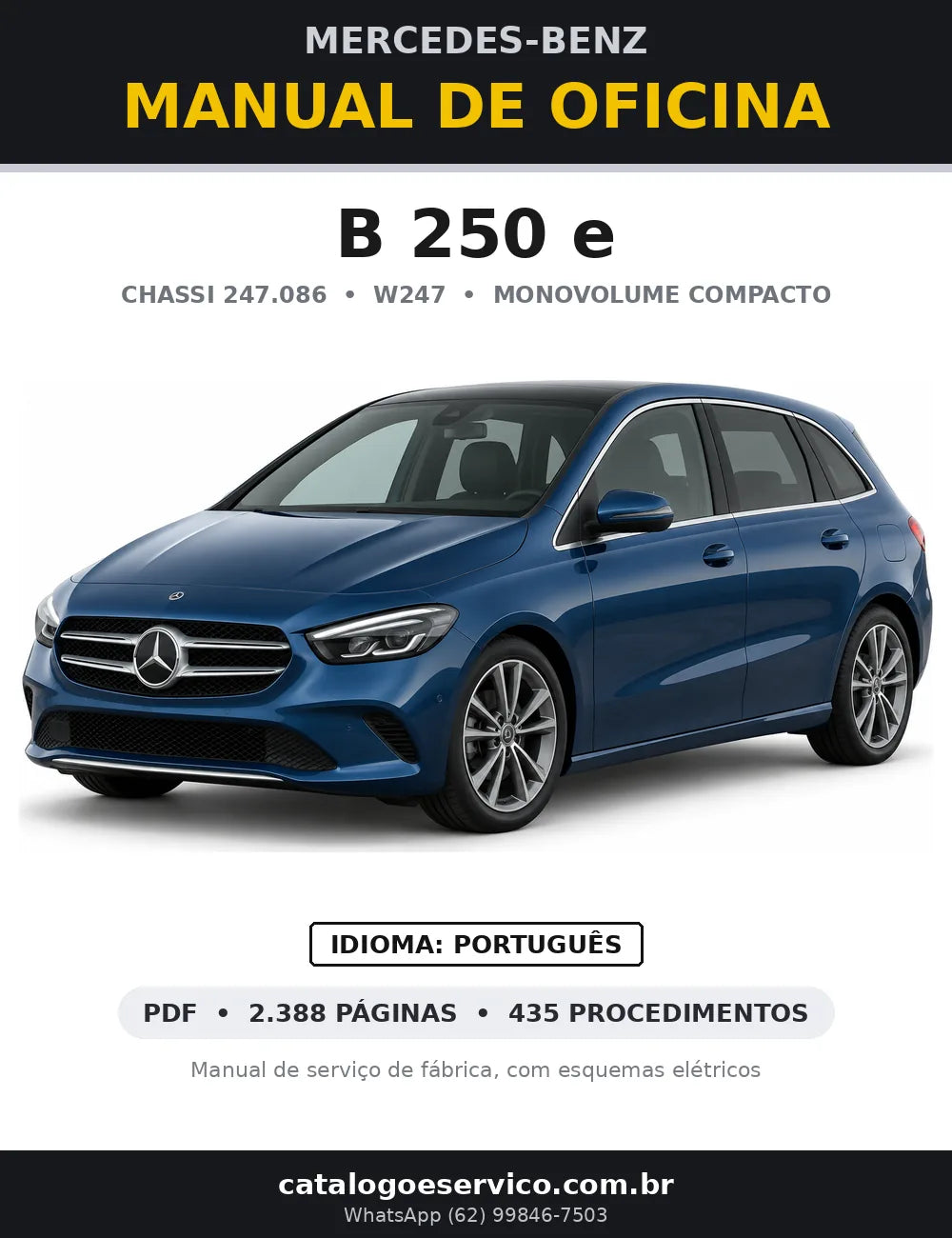 Capa do manual de oficina Mercedes-Benz B 250 e (W247)