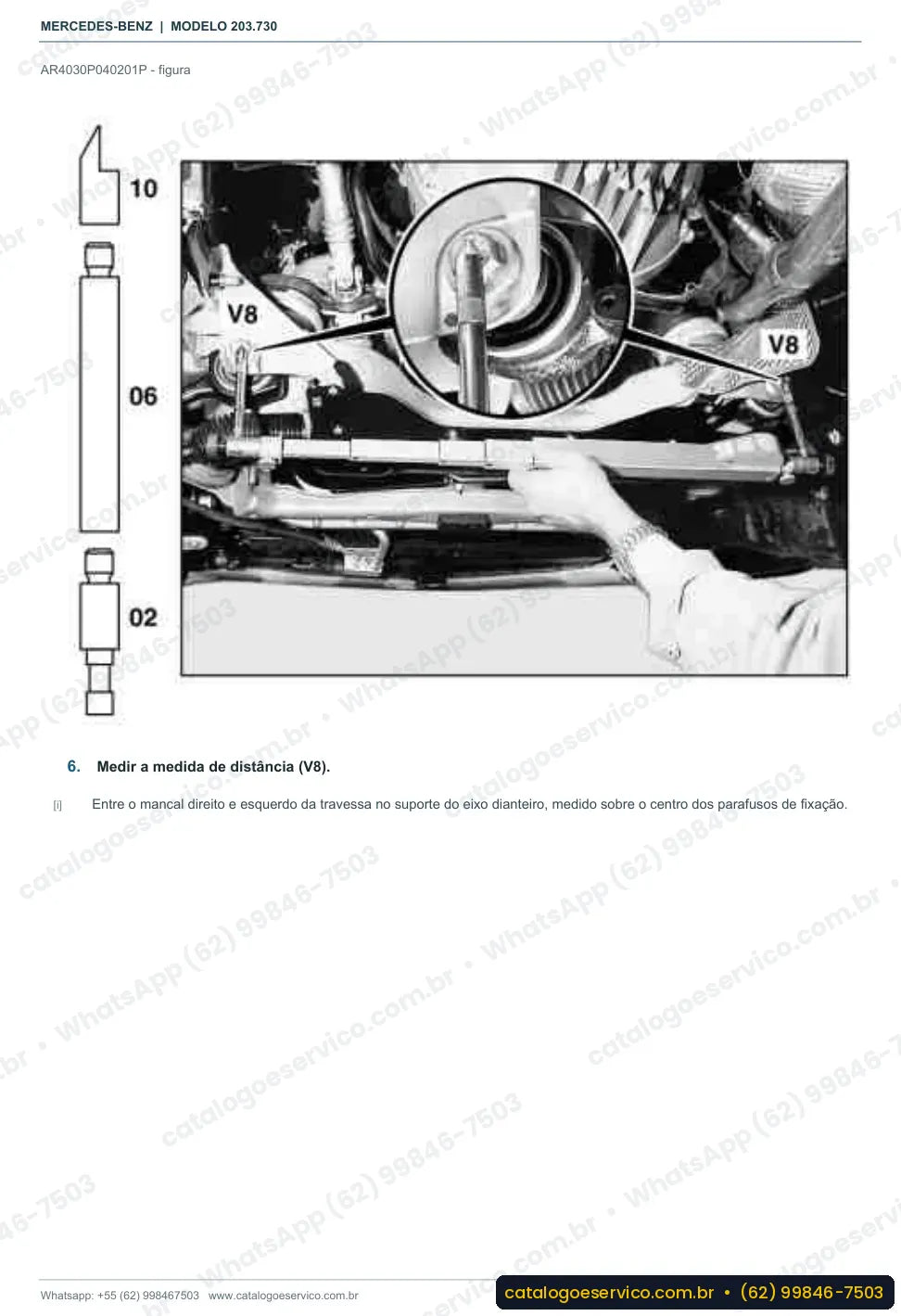 Página de procedimento do manual de oficina Mercedes-Benz C 160 Kompressor (W203)