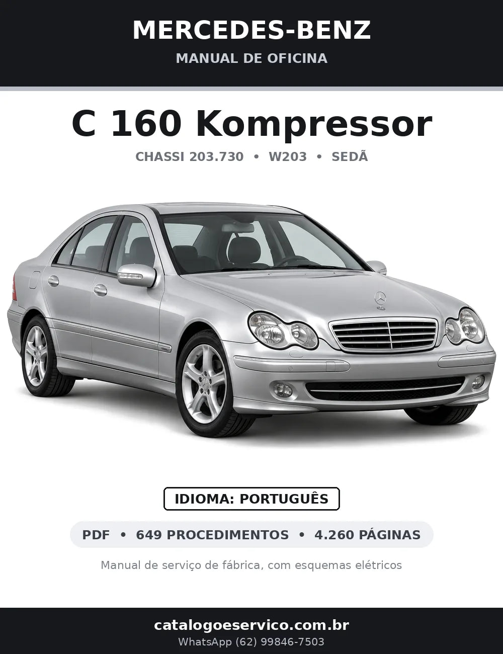 Capa do manual de oficina Mercedes-Benz C 160 Kompressor (W203)