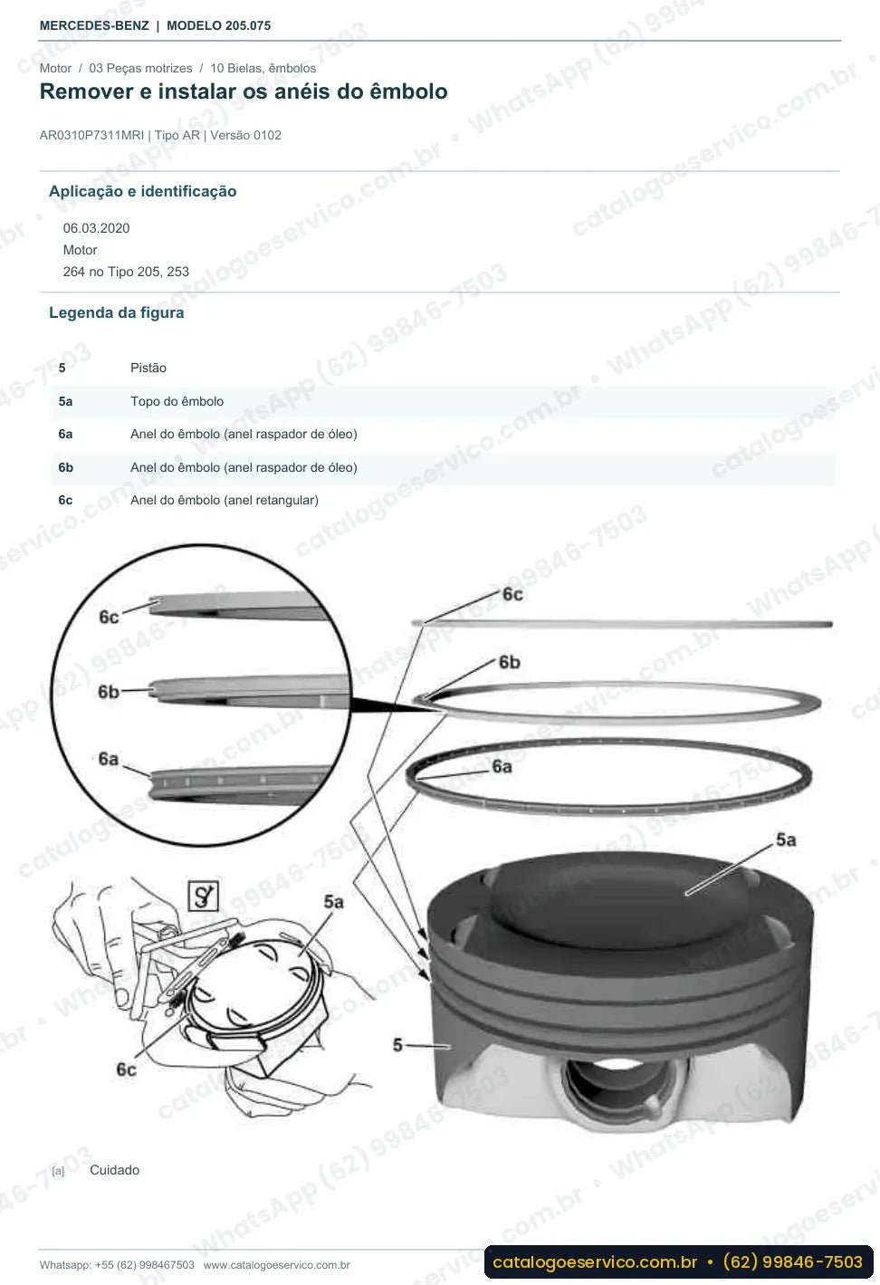 Página de procedimento do manual de oficina Mercedes-Benz C 160 (W205)