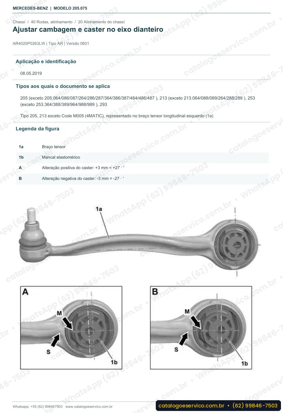 Página de procedimento do manual de oficina Mercedes-Benz C 160 (W205)