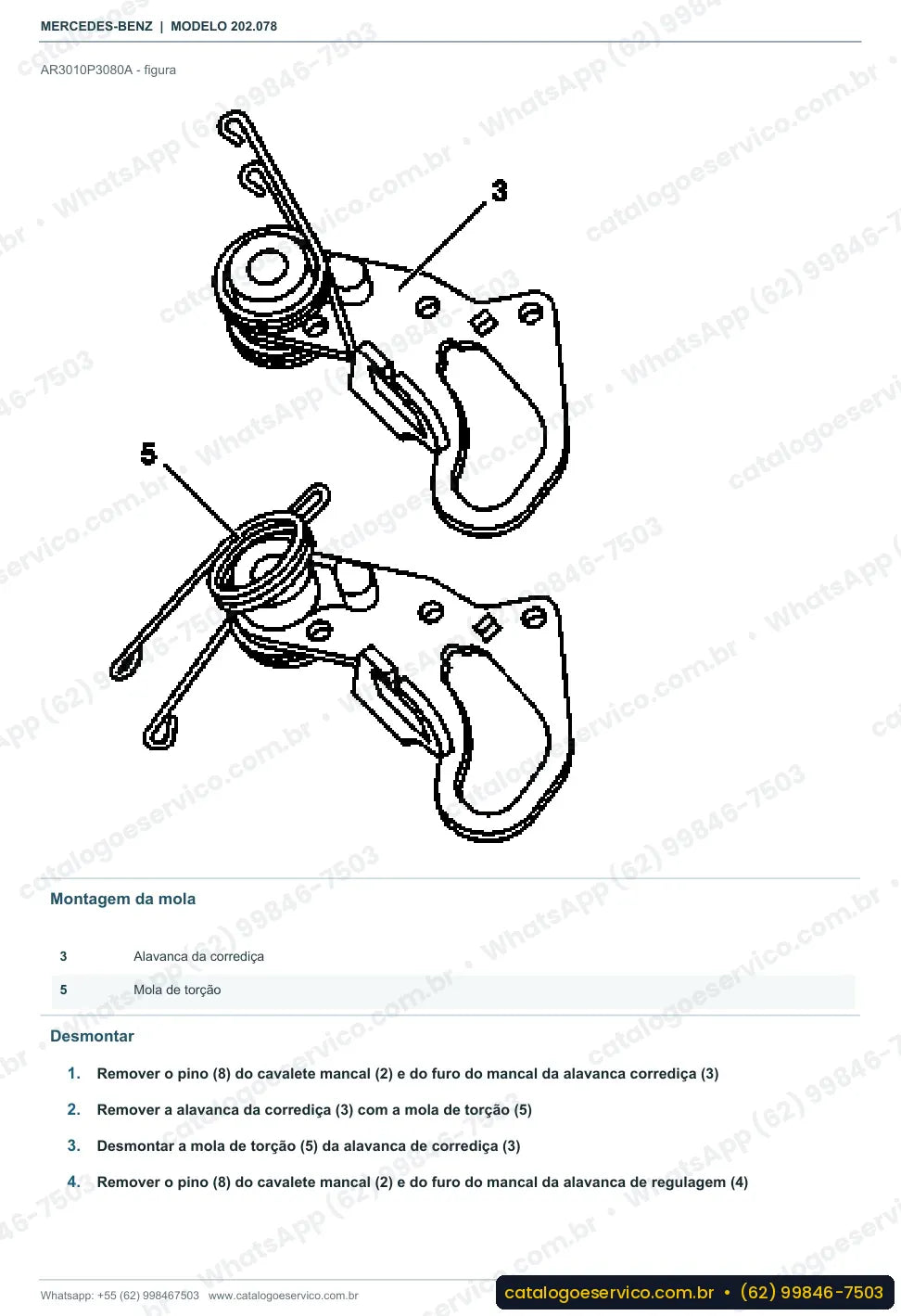 Página de procedimento do manual de oficina Mercedes-Benz C 180 (W202)
