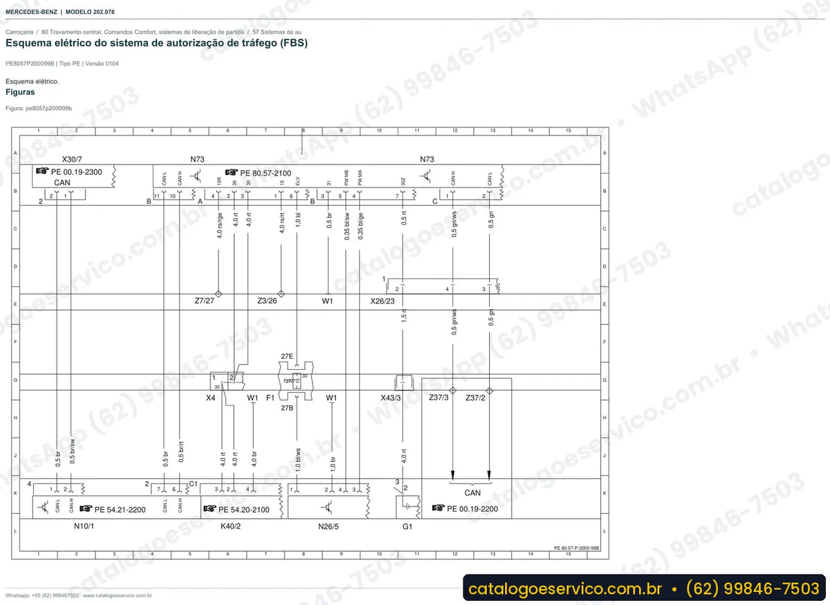 Página de esquema elétrico do manual Mercedes-Benz C 180 (W202)