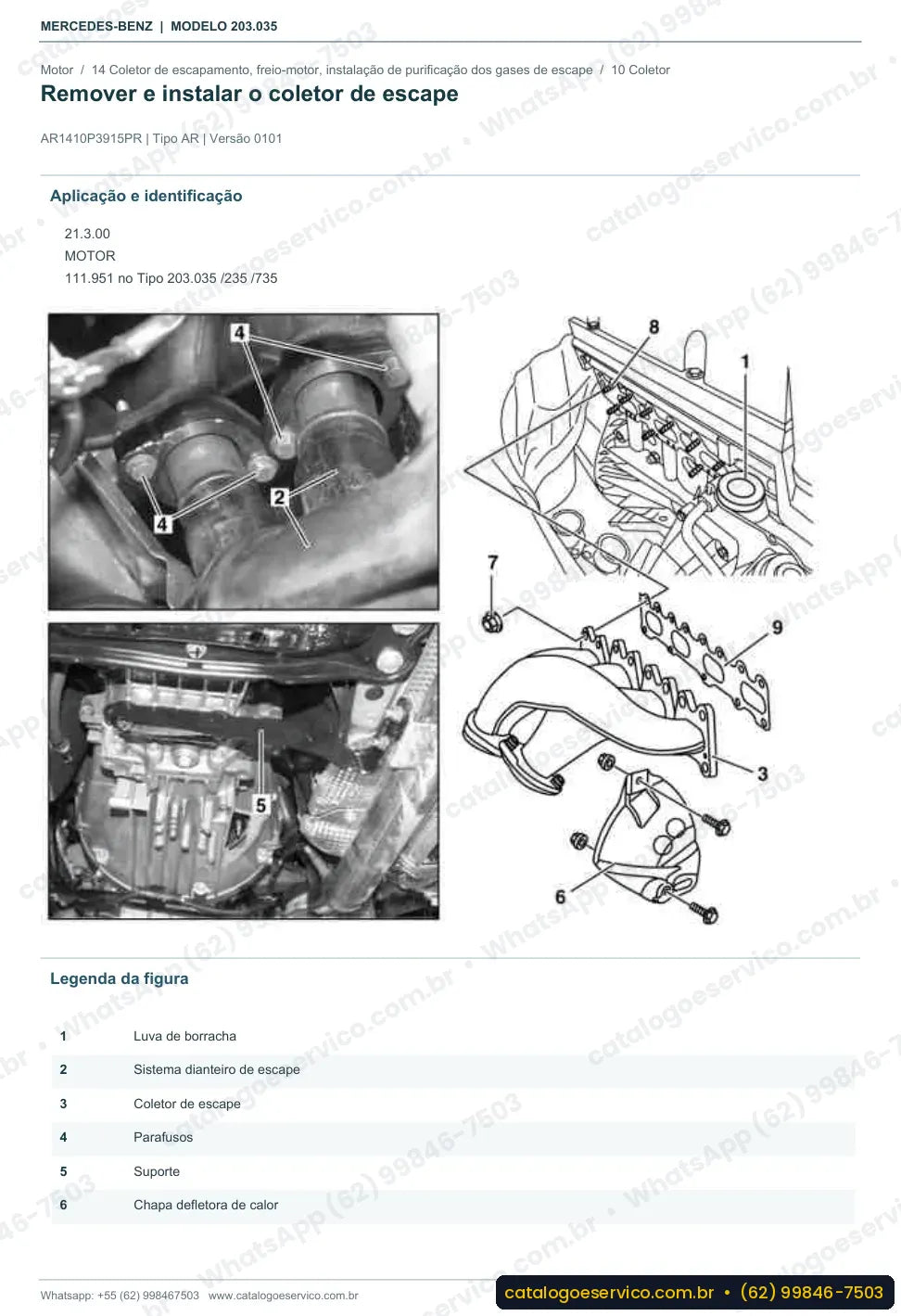 Página de procedimento do manual de oficina Mercedes-Benz C 180 (W203)