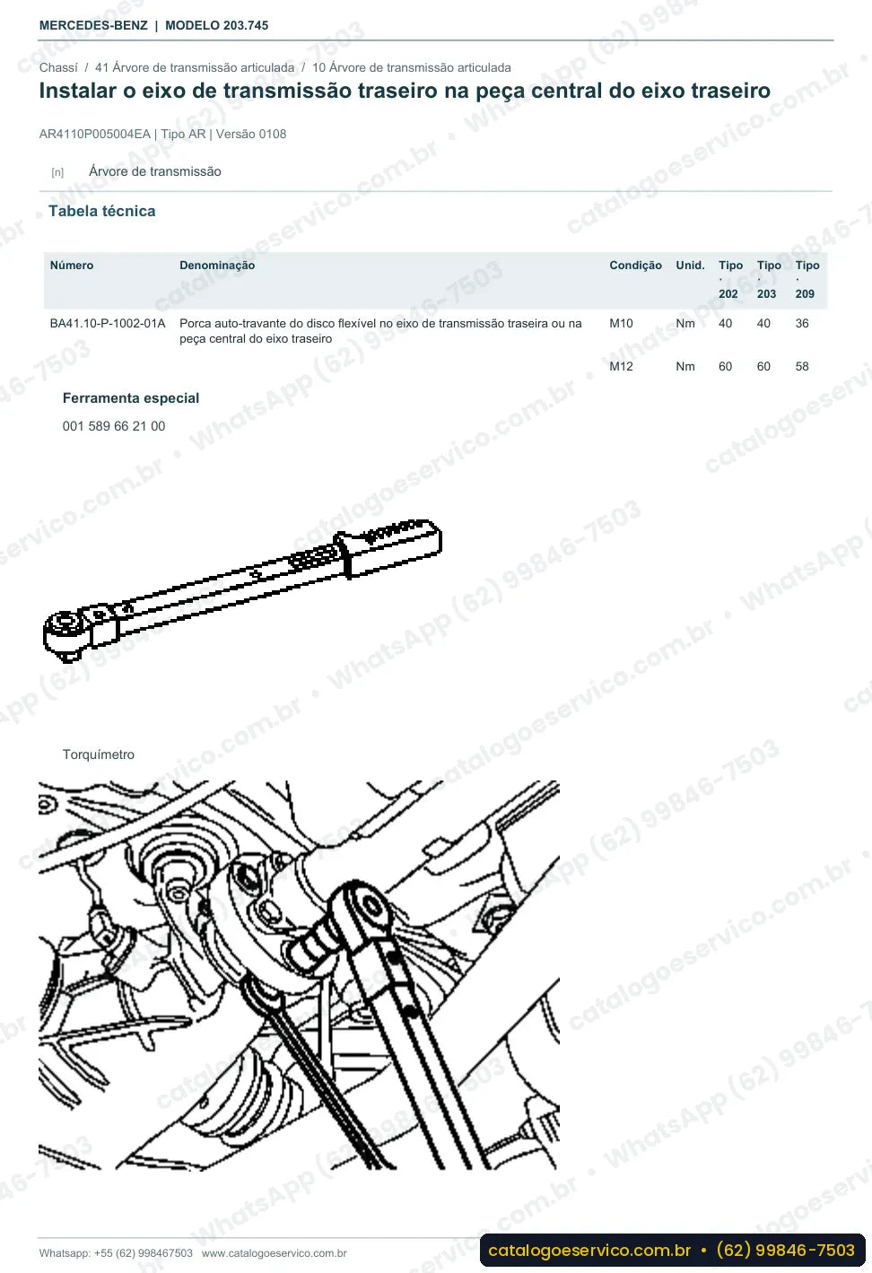 Página de procedimento do manual de oficina Mercedes-Benz C 200 Sportcoupé (CL203)