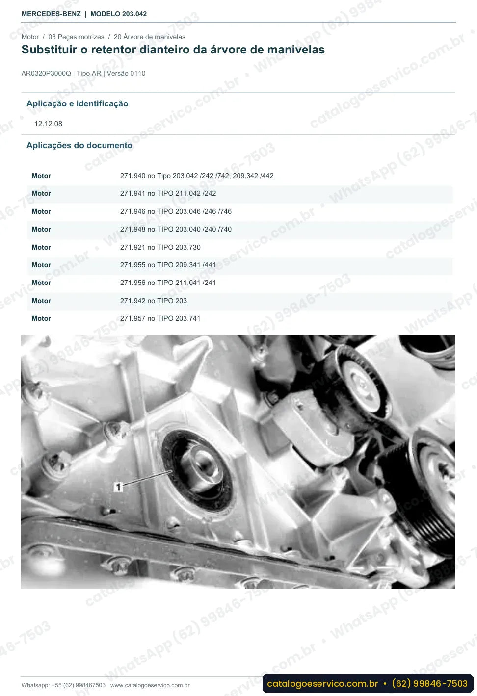 Página de procedimento do manual de oficina Mercedes-Benz C 200 (W203)