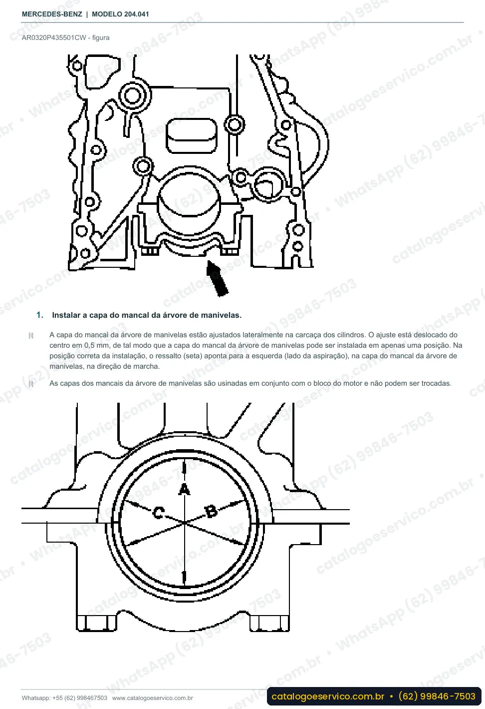 Página de procedimento do manual de oficina Mercedes-Benz C 200 (W204)