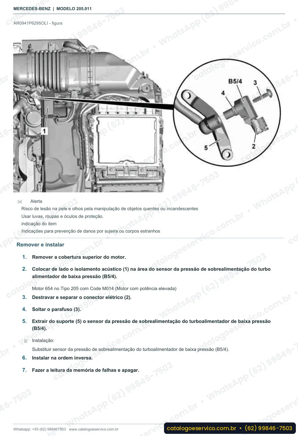 Página de procedimento do manual de oficina Mercedes-Benz C 200 (W205)