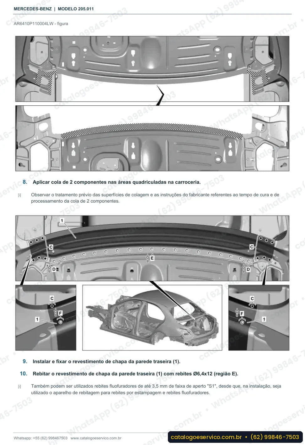 Página de procedimento do manual de oficina Mercedes-Benz C 200 (W205)