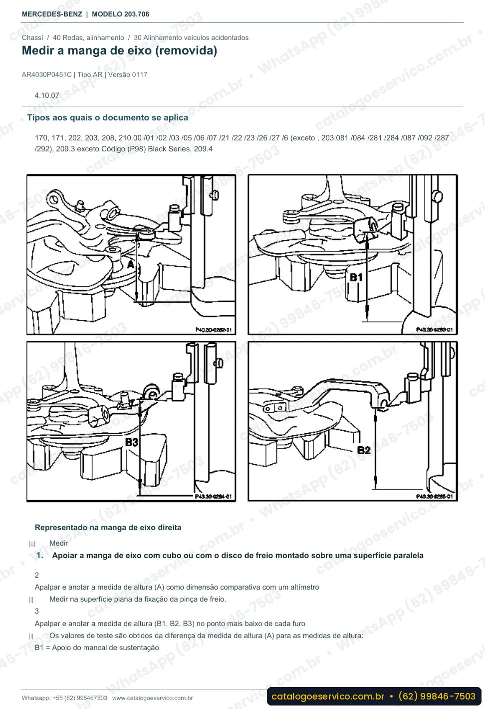 Página de procedimento do manual de oficina Mercedes-Benz C 220 CDI Sportcoupé (CL203)